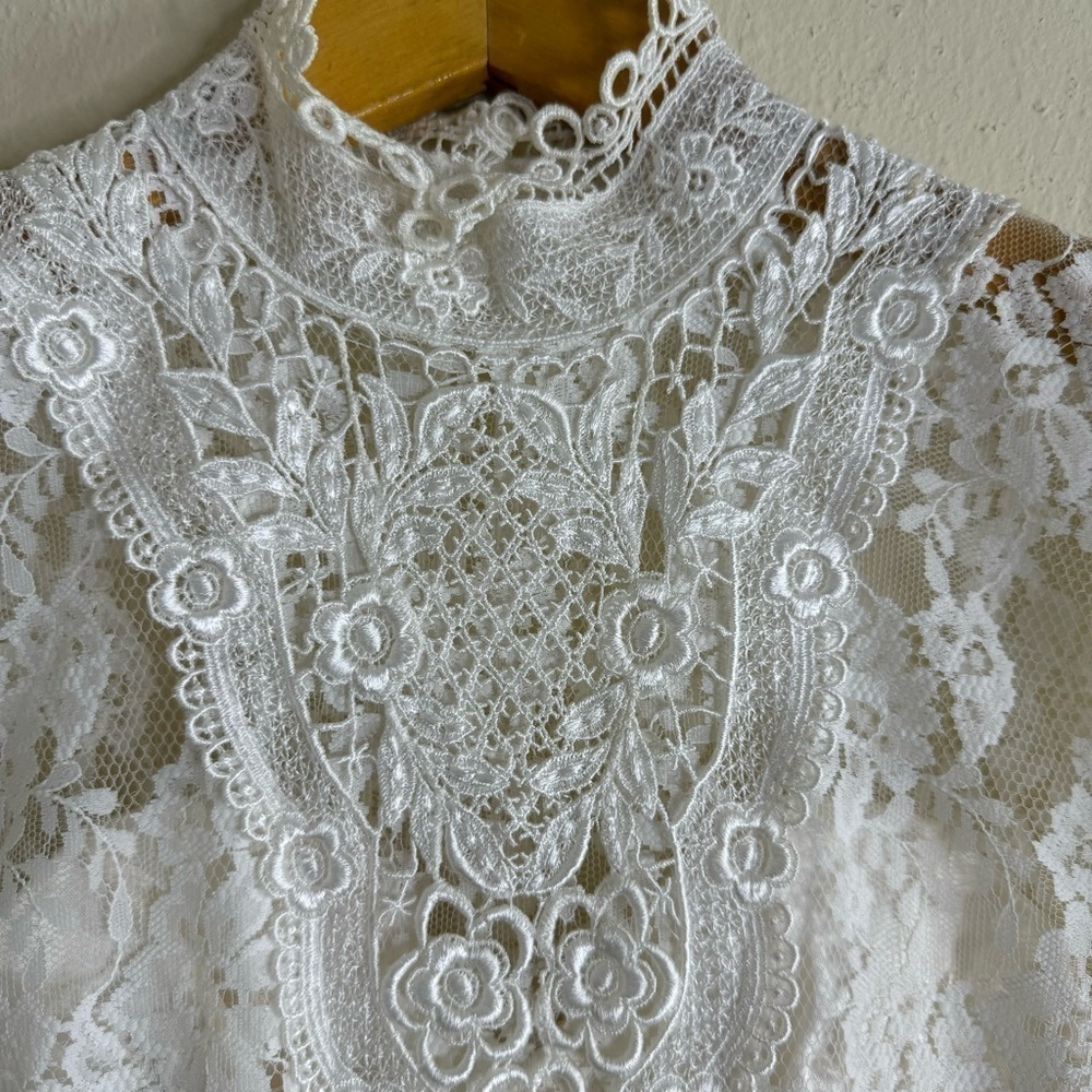Scott McClintock 80s Victorian Lace Satin Dress Sz 8 - Picture 4 of 15